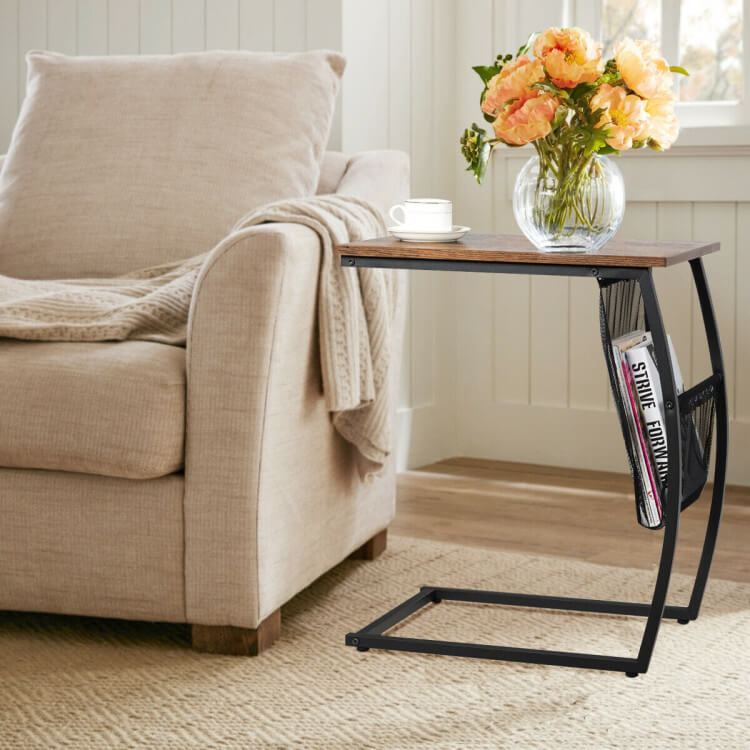 C-shaped End Side Sofa Table That Saves Room in Style